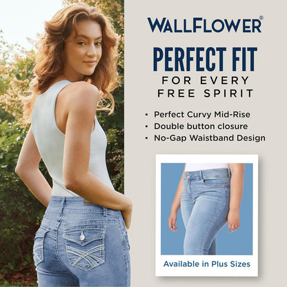 Luscious Curvy Bootcut Jeans for Women, Mid-Rise Insta Stretch Denim, Size-Inclusive Juniors Jeans