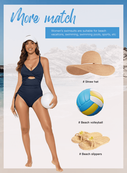 plus Size One Piece Swimsuit Women Ribbed Tummy Control High Cut One Piece Bathing Suit Sexy V Neck Criss Cross Monikini Black 2XL