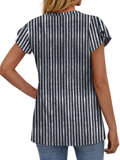 Womens Tops V Neck Short Sleeve Summer Shirts Babydoll Peplum Tops Tunic Dressy Casual Blouses