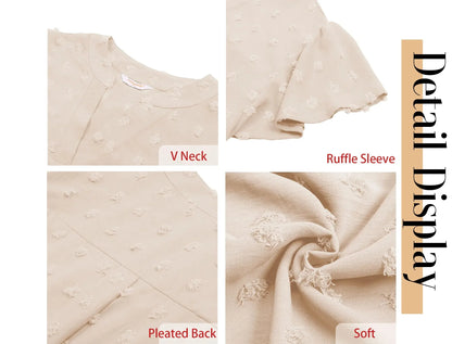 Blouses for Women Dressy V Neck Ruffle Sleeve Summer Tops Casual Flowy Shirts