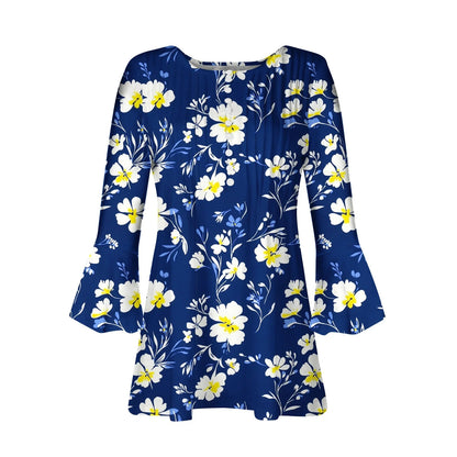 Ofertas En 3/4 Length Sleeve Womens Tops Button down V Neck T Shirts Floral Summer Tunic Ladies Tops Elegant Dressy Casual Blouses Fashion Vacation Tee Shirts Ropa Mujer