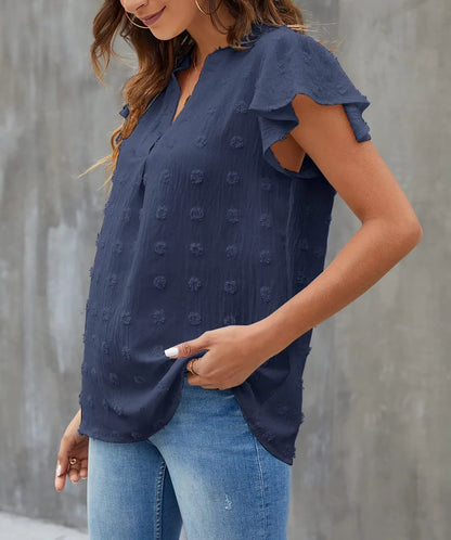 Blouses for Women Dressy V Neck Ruffle Sleeve Summer Tops Casual Flowy Shirts