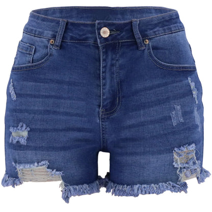 Denim Shorts for Women,Womens Ripped Denim Shorts Mid Rise Distressed Jean Shorts Stretchy Short Jeans