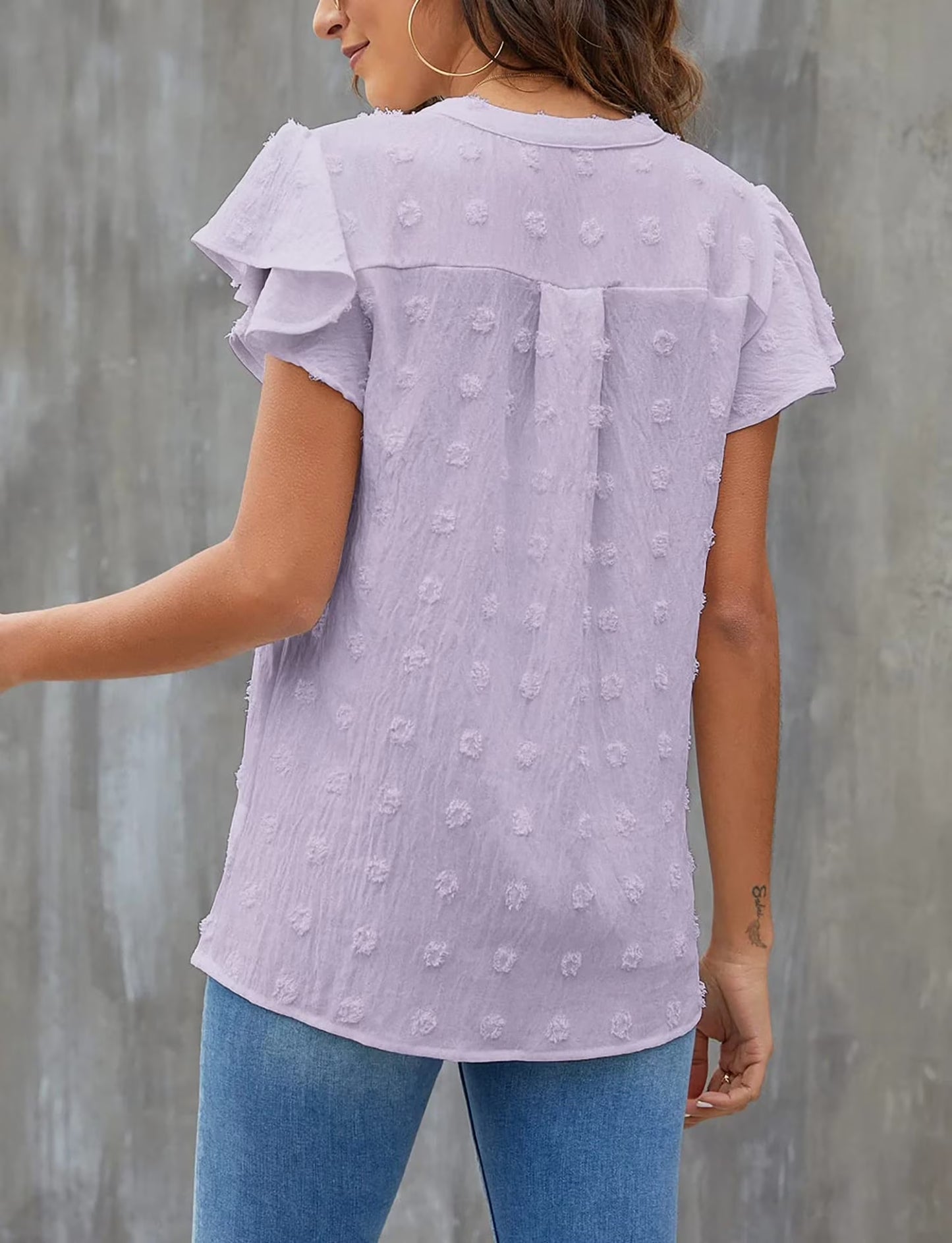 Blouses for Women Dressy V Neck Ruffle Sleeve Summer Tops Casual Flowy Shirts