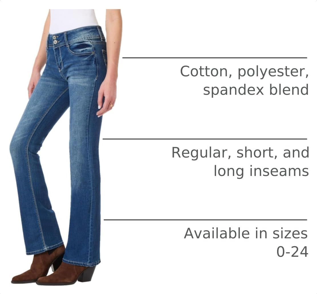 Luscious Curvy Bootcut Jeans for Women, Mid-Rise Insta Stretch Denim, Size-Inclusive Juniors Jeans