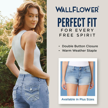 Women'S Ultra Denim Shorts, Sizes 0-24 | Mid-Rise, Insta Soft Denim, Juniors, Standard and Plus, Trendy, Stretchy, Gap-Free Fit, Perfect 3" Inseam, Real Pockets