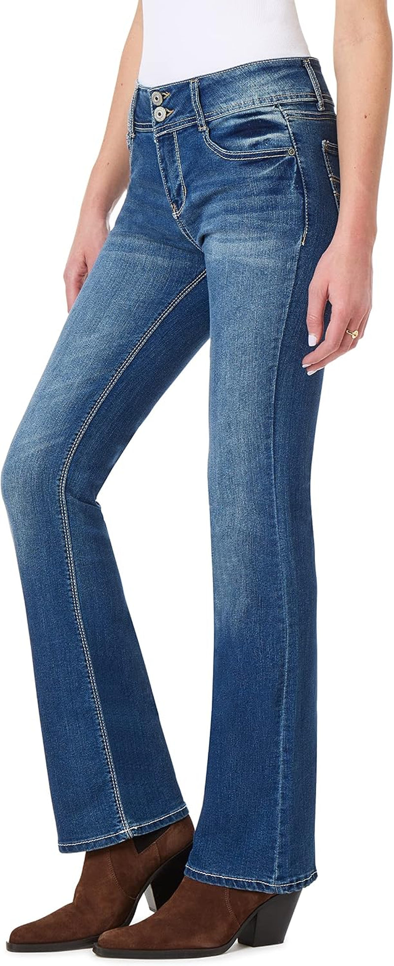 Luscious Curvy Bootcut Jeans for Women, Mid-Rise Insta Stretch Denim, Size-Inclusive Juniors Jeans