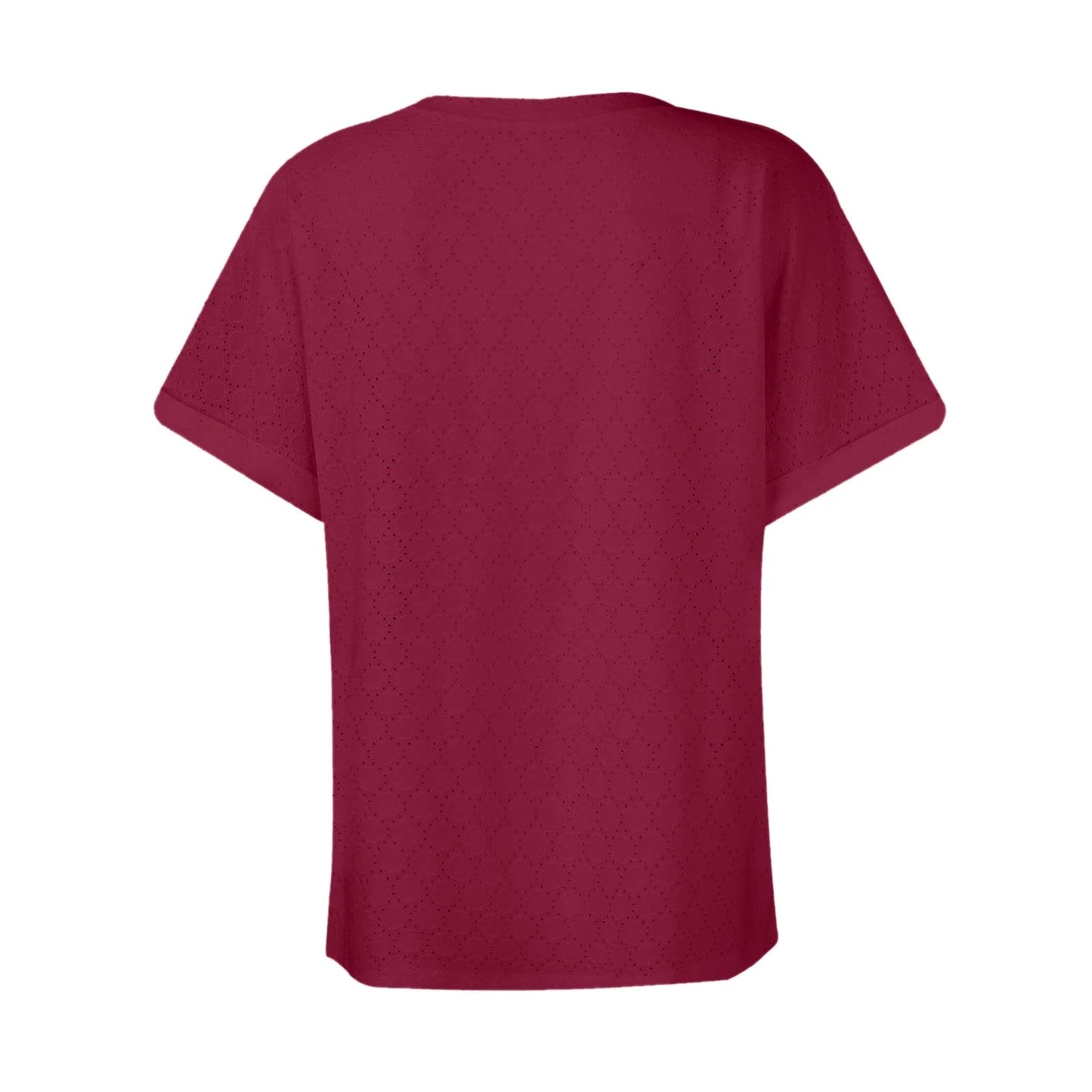 Summer Women Blouses  Summer Tops for Women'S Fashion Casual Solid Color Button V Neck T-Shirt Tops Blouse for Women Wine S