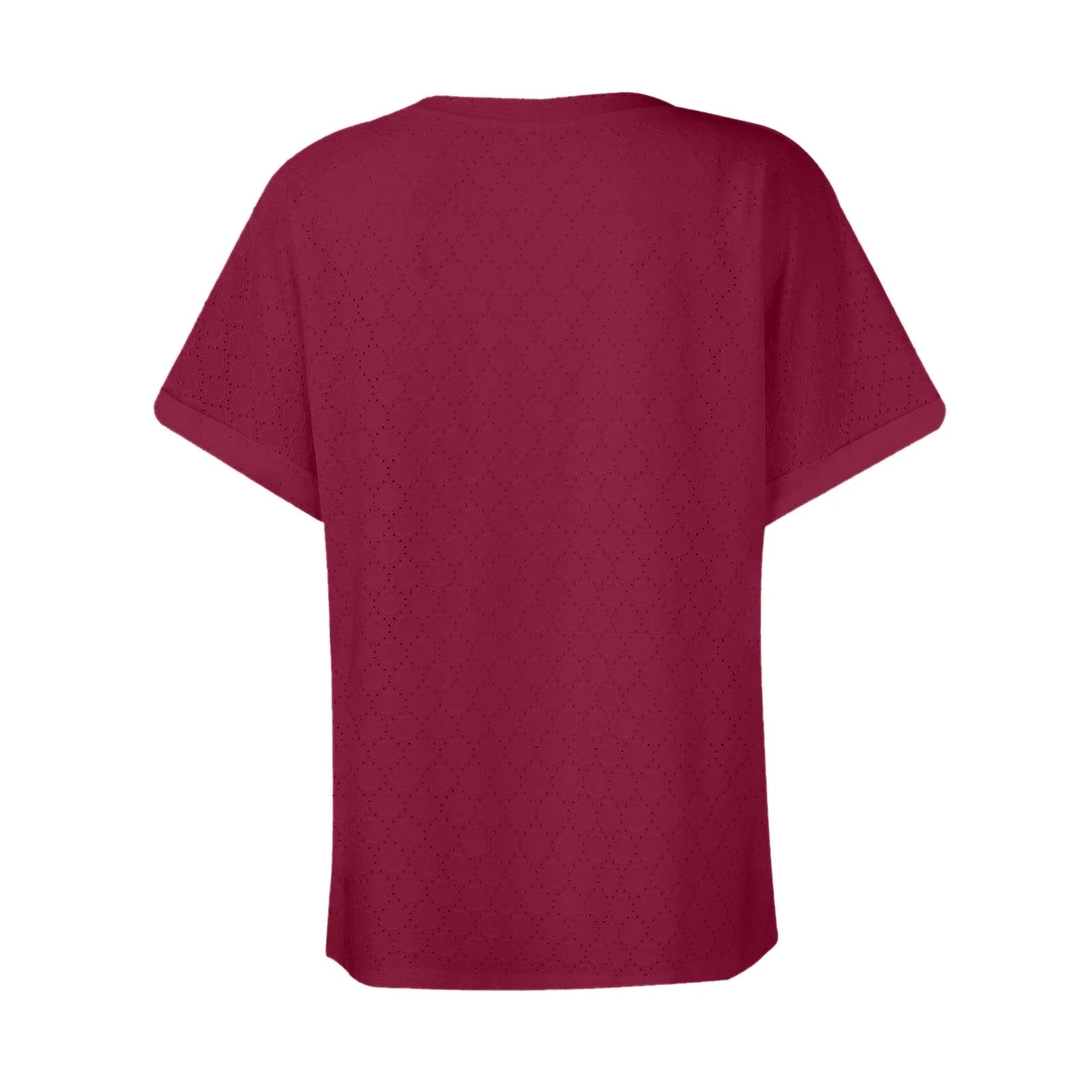 Summer Women Blouses  Summer Tops for Women'S Fashion Casual Solid Color Button V Neck T-Shirt Tops Blouse for Women Wine S