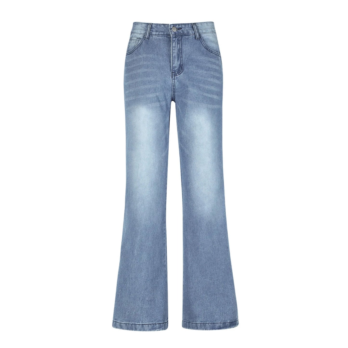 Women'S Fashion Jeans High Waisted Wide Leg Jeans Summer Casual Straight Baggy Jeans Color Block Patch Denim Trousers Dark Blue,S