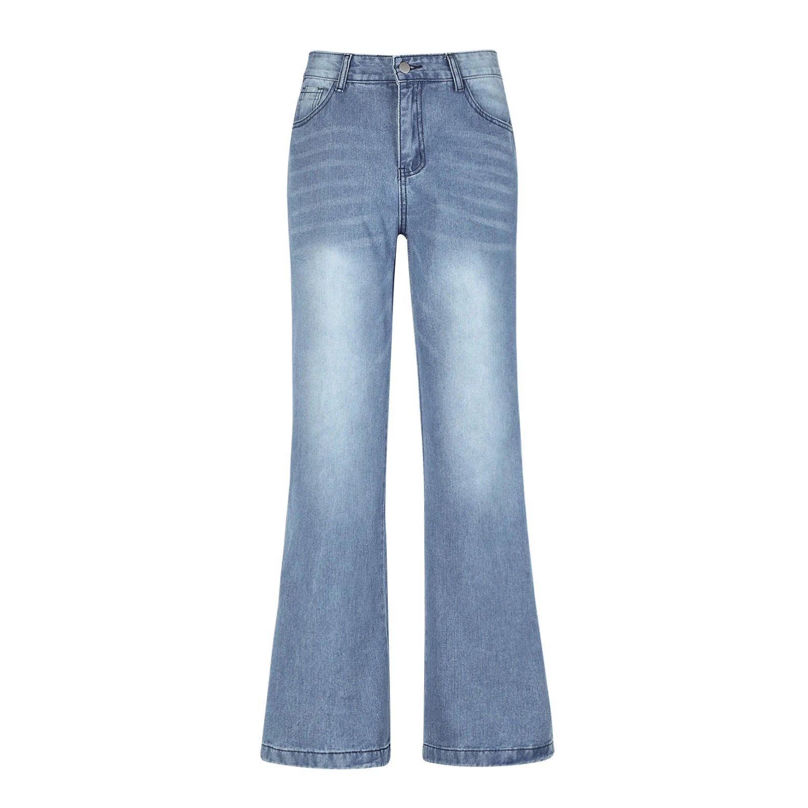 Women'S Fashion Jeans High Waisted Wide Leg Jeans Summer Casual Straight Baggy Jeans Color Block Patch Denim Trousers Dark Blue,S