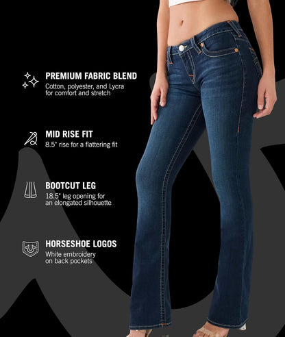 True Religion Women’S Becca Mid Rise Bootcut Jeans – Premium Stretch Denim, Flattering Ladies Jeans
