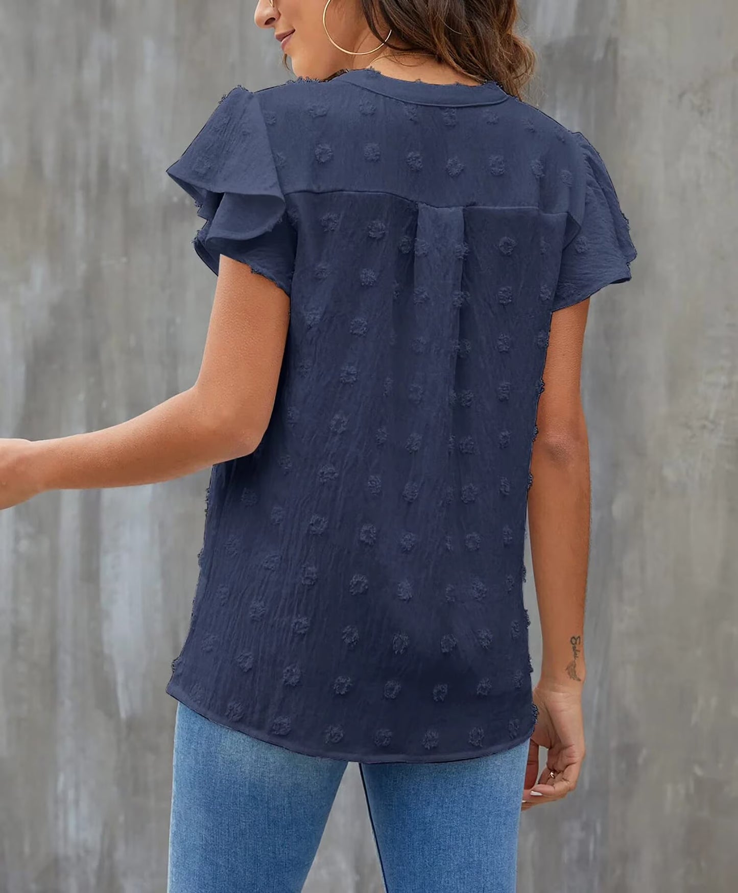 Blouses for Women Dressy V Neck Ruffle Sleeve Summer Tops Casual Flowy Shirts