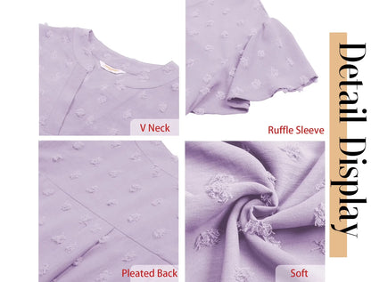 Blouses for Women Dressy V Neck Ruffle Sleeve Summer Tops Casual Flowy Shirts
