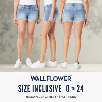 Women'S Ultra Denim Shorts, Sizes 0-24 | Mid-Rise, Insta Soft Denim, Juniors, Standard and Plus, Trendy, Stretchy, Gap-Free Fit, Perfect 3" Inseam, Real Pockets