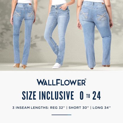 Luscious Curvy Bootcut Jeans for Women, Mid-Rise Insta Stretch Denim, Size-Inclusive Juniors Jeans