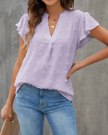 Blouses for Women Dressy V Neck Ruffle Sleeve Summer Tops Casual Flowy Shirts