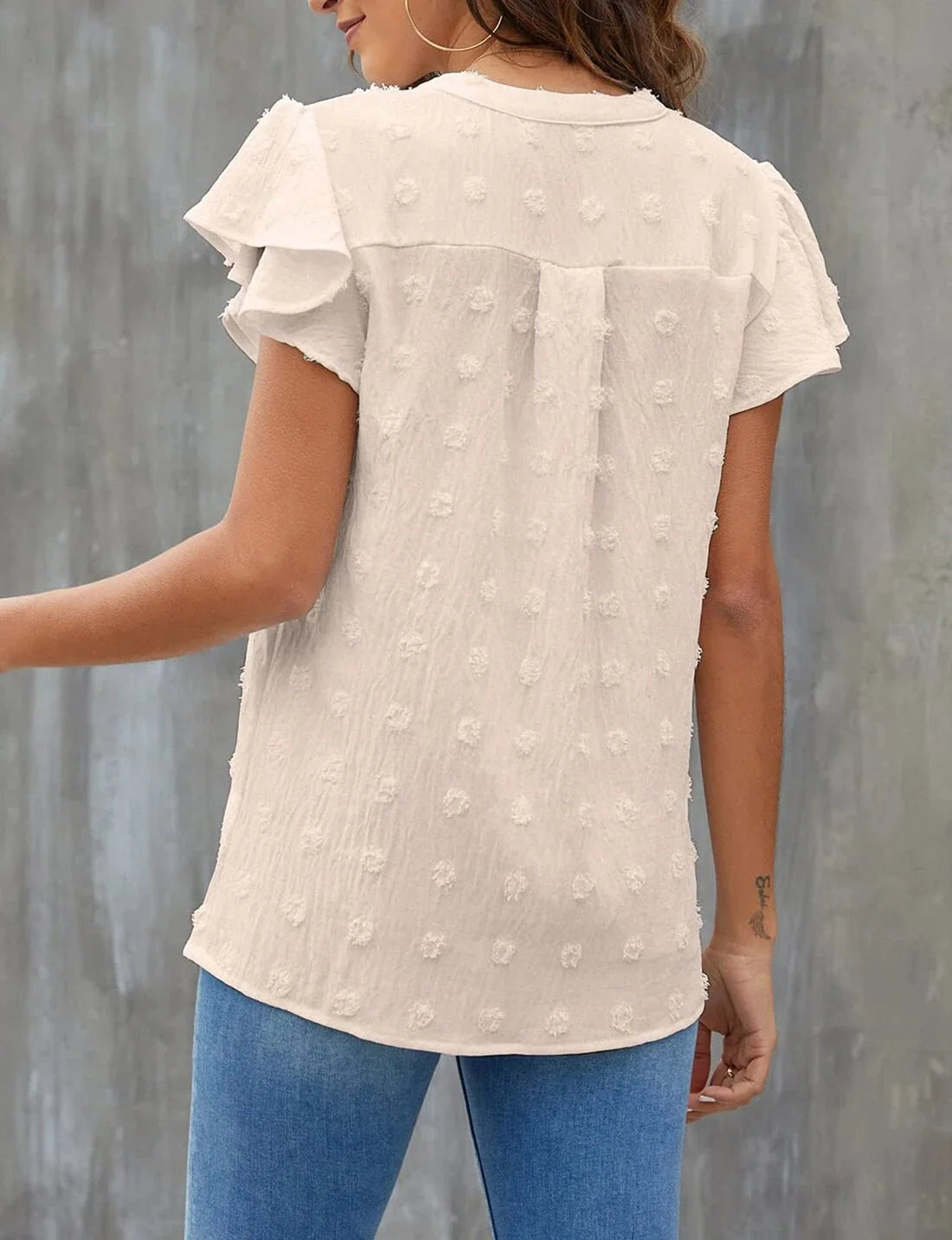 Blouses for Women Dressy V Neck Ruffle Sleeve Summer Tops Casual Flowy Shirts