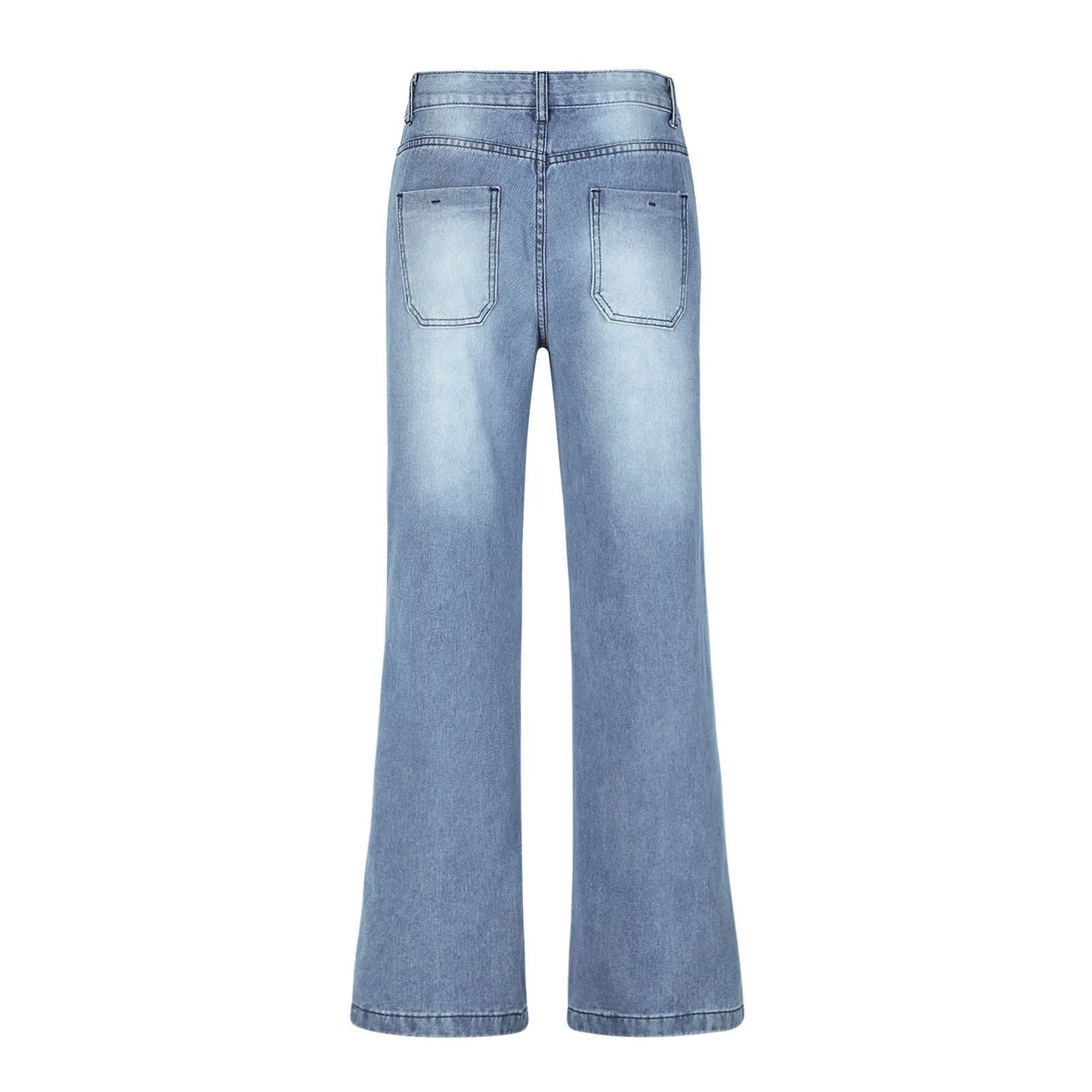 Women'S Fashion Jeans High Waisted Wide Leg Jeans Summer Casual Straight Baggy Jeans Color Block Patch Denim Trousers Dark Blue,S