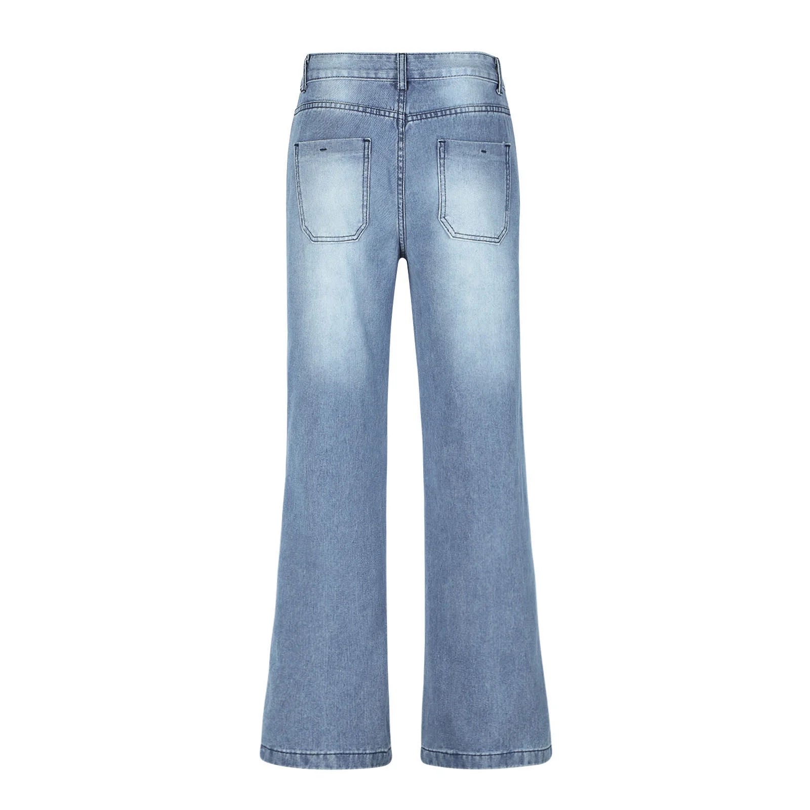 Women'S Fashion Jeans High Waisted Wide Leg Jeans Summer Casual Straight Baggy Jeans Color Block Patch Denim Trousers Dark Blue,S