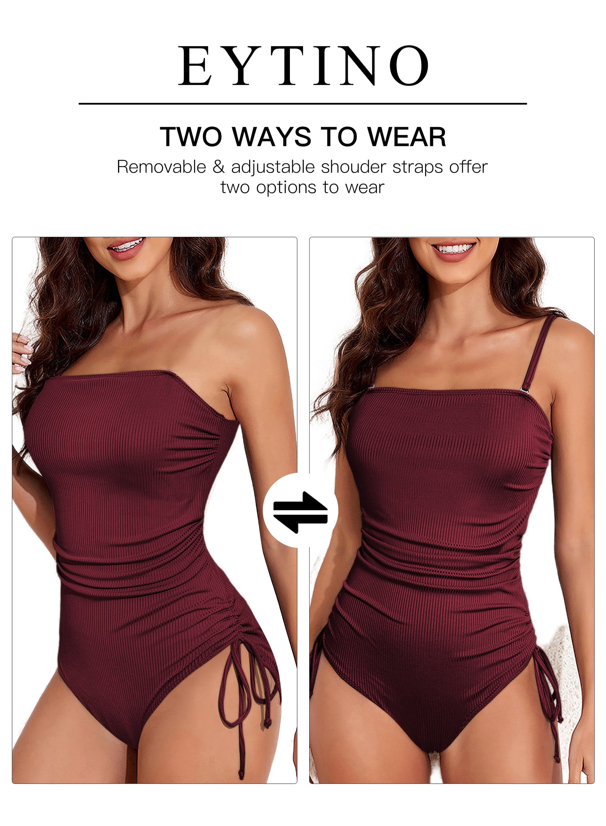 Womens One Piece Swimsuits Ribbed Tummy Control Swimsuit Cheeky Tie Side Bathing Suit Swimwear Swim Suit Ruched Drawstring Swimming Suits Pink S