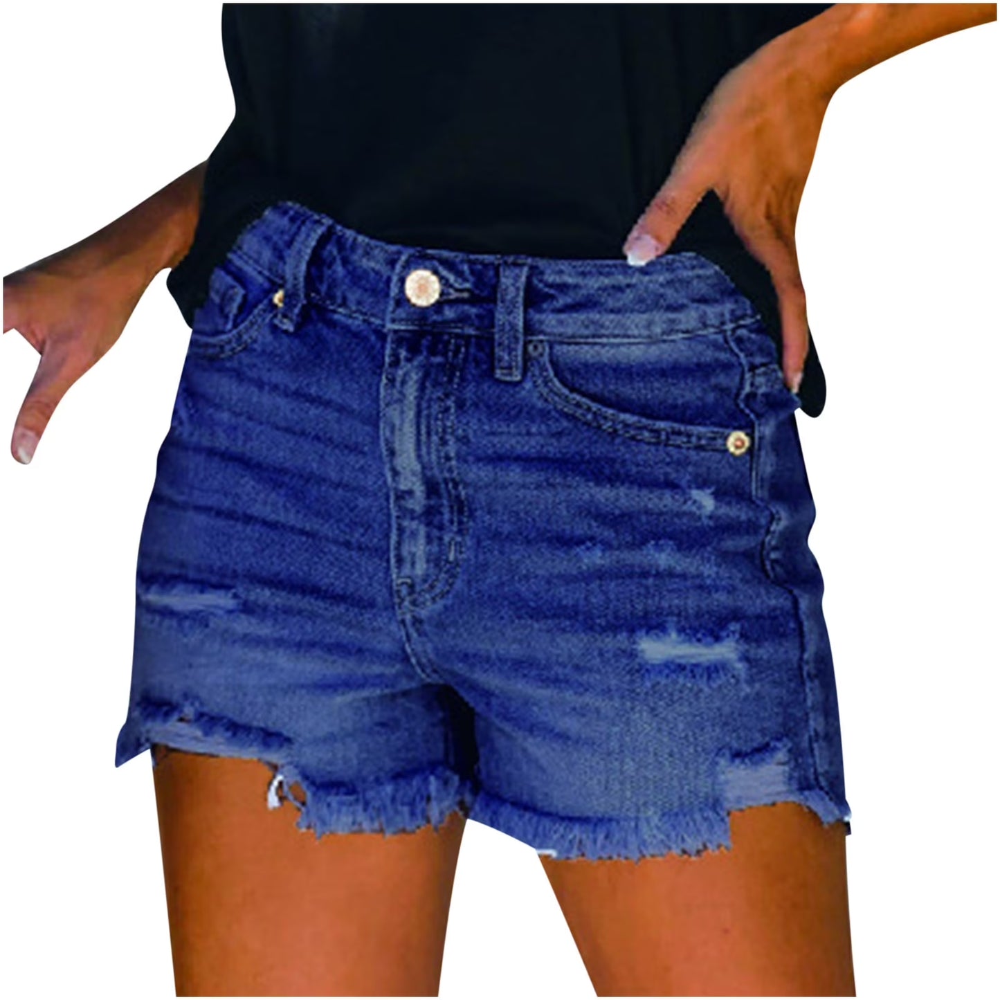 Denim Shorts for Women,Womens Ripped Denim Shorts Mid Rise Distressed Jean Shorts Stretchy Short Jeans