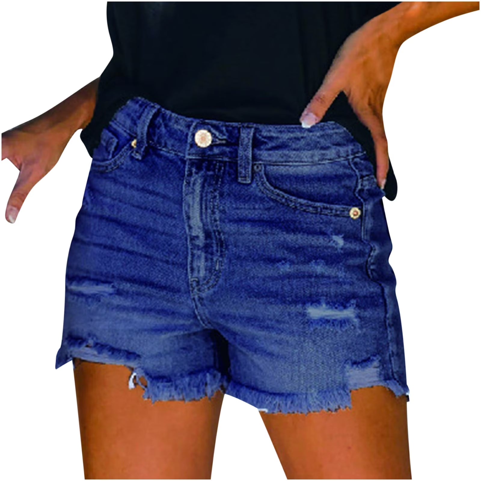 Denim Shorts for Women,Womens Ripped Denim Shorts Mid Rise Distressed Jean Shorts Stretchy Short Jeans